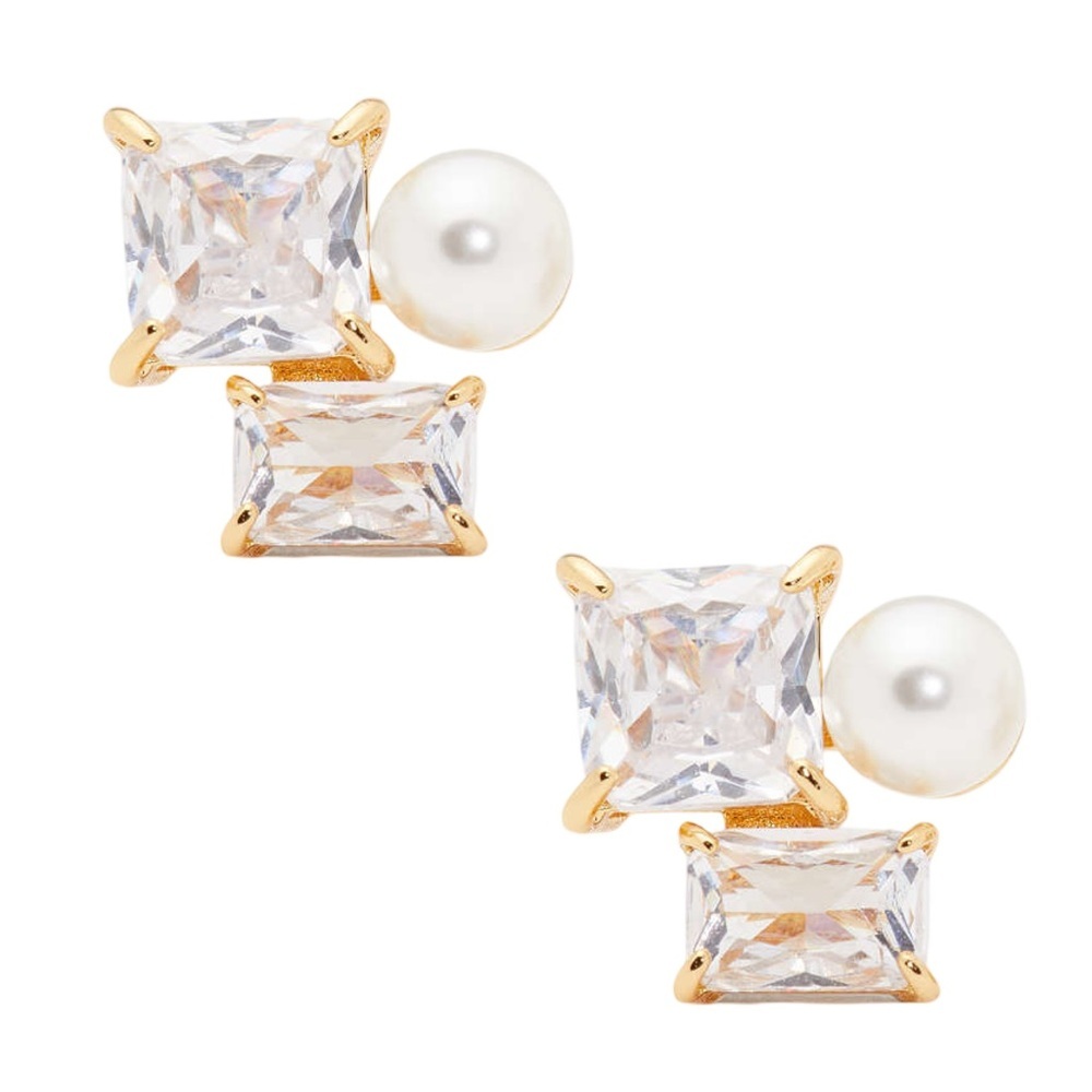 Kate Spade Gold and White Stud Earrings
